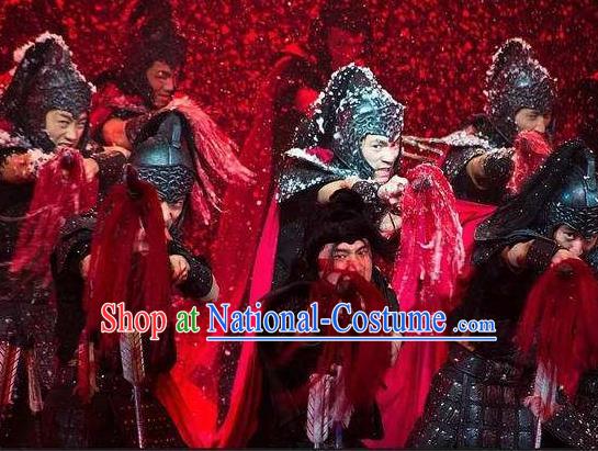 Chinese The Romantic Show of Songcheng Military General Stage Performance Dance Armor Costume for Men