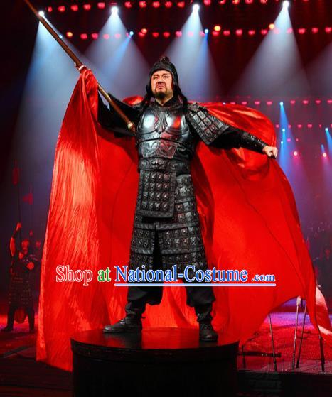 Chinese The Romantic Show of Songcheng General Helmet and Body Armour Stage Performance Dance Costume for Men