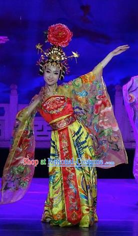 Chinese The Dream of Datang Tang Dynasty Court Dance Yellow Dress Stage Performance Costume for Women