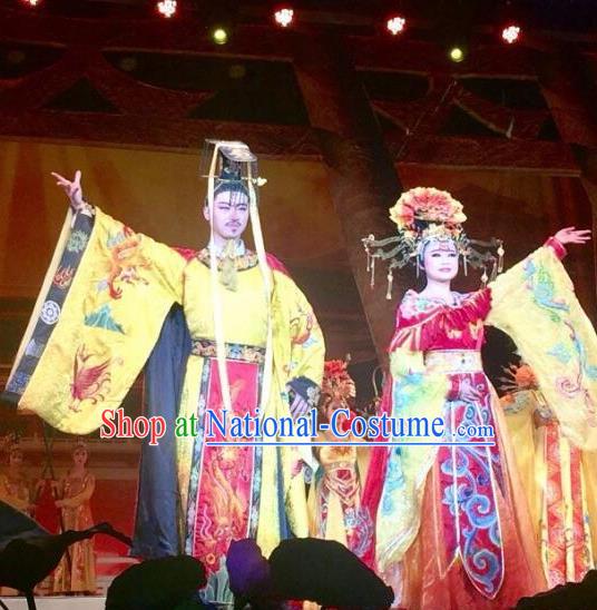 Chinese The Long Regret Tang Dynasty Consort Yang and Xuan Emperor Li Longji Stage Show Costumes for Women for Men