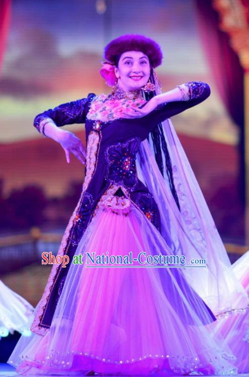 Chinese Back to the Silk Road Uyghur Nationality Dance Dress Stage Performance Ethnic Costume for Women