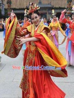 Chinese The Romantic Show of Mingyue Classical Dance Red Dress Stage Performance Costume for Women