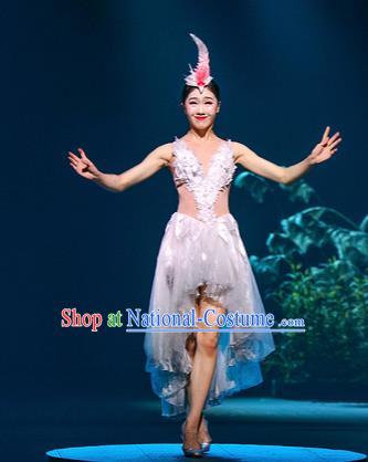 Chinese The Romantic Show of Mingyue White Dress Stage Performance Dance Costume for Women