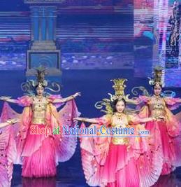 Chinese The Romantic Show of Tanhe Classical Dance Pink Dress Stage Performance Costume for Women