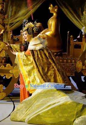 Chinese Princess Wencheng Drama Dance Dress Stage Performance Costume and Headpiece for Women