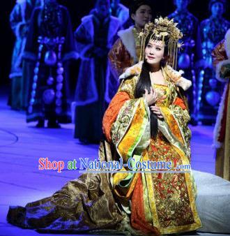 Chinese Princess Wencheng Drama Dance Dress Stage Performance Costume and Headpiece for Women