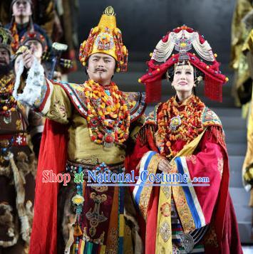 Chinese Princess Wencheng and Srongtsen Gampo Stage Performance Dance Costumes for Women for Men