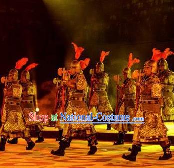 Chinese Chang An Impression Ancient Tang Dynasty General Armor Stage Performance Dance Costume for Men