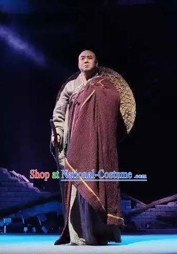 Chinese Dharma Legends in Famen Temple Ancient Tang Dynasty Buddhist Monk Cassock Stage Performance Costume for Men