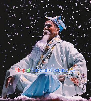 Chinese Dharma Legends in Famen Temple Ancient Ming Dynasty Old Scholar Stage Performance Costume for Men