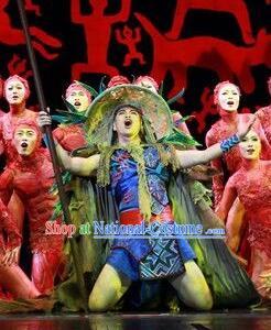 Chinese The Ship Legend of Huashan Zhuang Nationality Stage Performance Dance Costume for Men