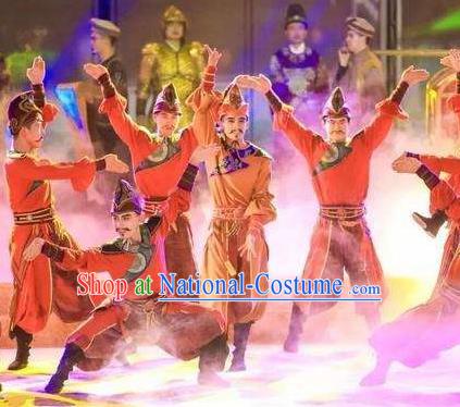 Chinese Chang An Impression Ancient Tang Dynasty Ethnic Stage Performance Costume for Men