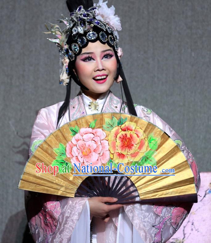 Chinese Magic Ganpo Impression Peking Opera Dance Pink Dress Stage Performance Costume and Headpiece for Women