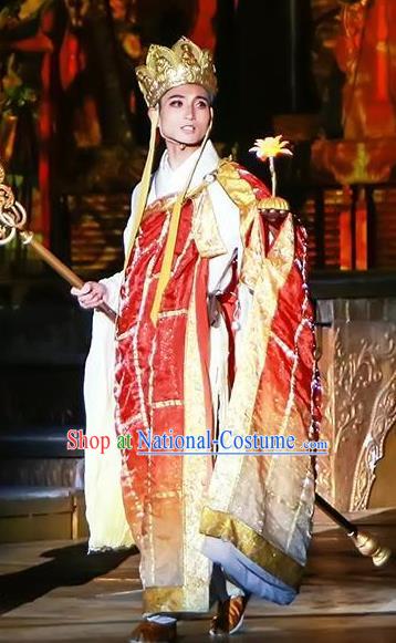 Chinese the Porcelain Tower Ceremony Tang Dynasty Monk Xuanzang Stage Performance Dance Costume for Men