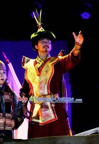 Chinese Impression of Going East To Native Land Mongol Nationality Ubashi Khan Stage Performance Dance Costume for Men