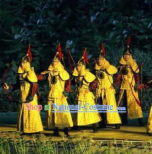 Chinese Kangxi Ceremony Qin Dynasty General Body Armor Stage Performance Dance Costume for Men