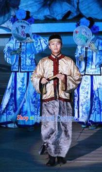 Chinese Kangxi Ceremony Qin Dynasty Manchu Prince Stage Performance Dance Costume for Men