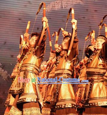 Chinese Impression of Going East To Native Land General Body Armor Stage Performance Folk Dance Costume for Men