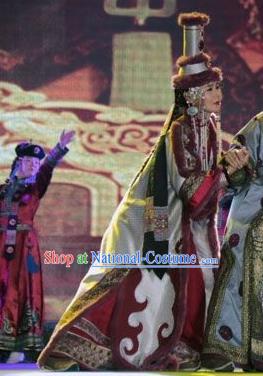 Chinese Impression of Going East To Native Land Mongol Nationality Torghut Queen Dance Dress Stage Performance Costume for Women