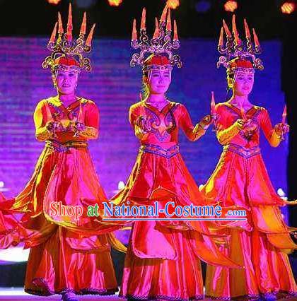 Chinese Impression of Going East To Native Land Mongol Nationality Dance Dress Stage Performance Costume for Women