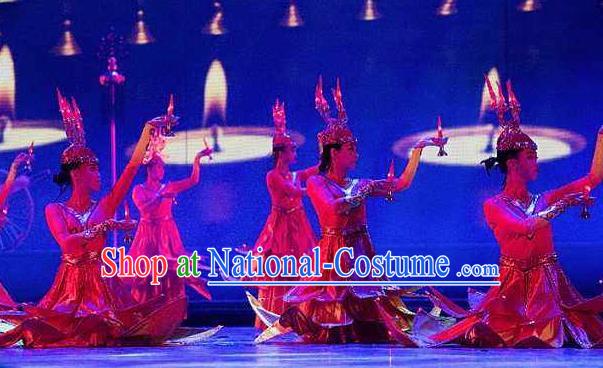 Chinese Impression of Going East To Native Land Mongol Nationality Dance Dress Stage Performance Costume for Women