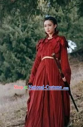 Drama Ever Night Chinese Ancient Female Assassin Ye Hongyu Red Hanfu Dress Traditional Tang Dynasty Swordsman Costumes for Women