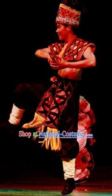 Chinese Impression of Lijiang Naxi Nationality Ethnic Bridegroom Dance Stage Performance Costume for Men