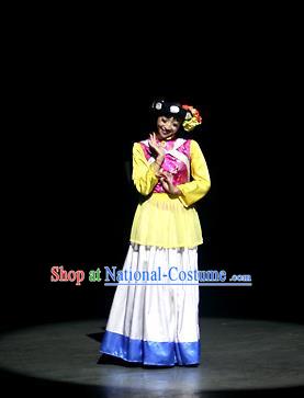 Chinese Lishui Jinsha Yi Nationality Dance White Dress Ethnic Stage Performance Costume and Headpiece for Women