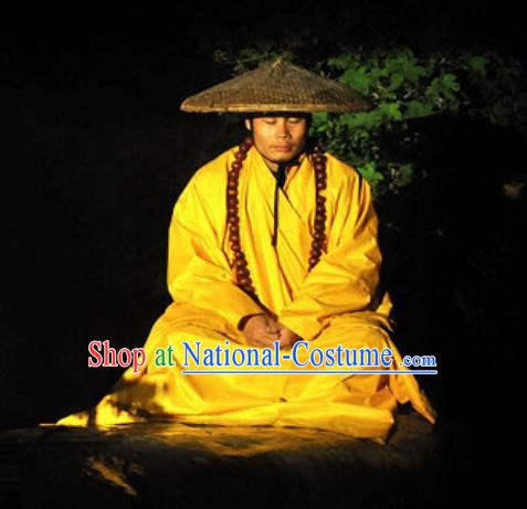 Chinese Shaolin Zen Music Ritual Monk Stage Performance Costume for Men