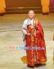 Chinese The Sixth Patriarch Huineng Monk Clothing Stage Performance Costume for Men