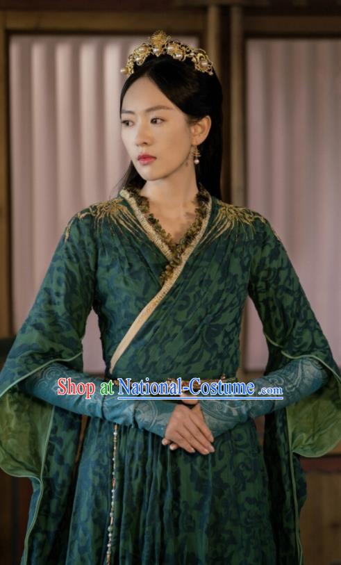 Ever Night Chinese Drama Ancient Tang Dynasty Royal Princess Li Yu Green Costumes for Women