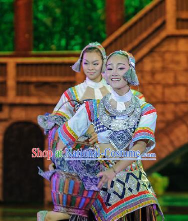 Chinese Charm Xiangxi Tujia Nationality Folk Dance Brown Dress Stage Performance Costume and Headpiece for Women