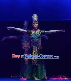 Chinese The Ancient Dunhuang Music Theatre Bodhisattva Clothing Stage Performance Dance Costume for Men