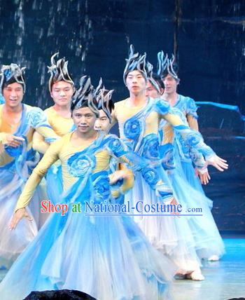 Chinese Wind Of Colorful Guizhou Dance Blue Clothing Stage Performance Dance Costume for Men