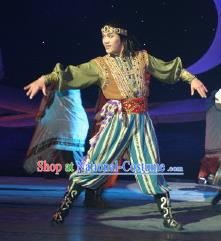 Chinese The Moon Rising On The Helan Mountain Hui Nationality Clothing Stage Performance Dance Costume for Men