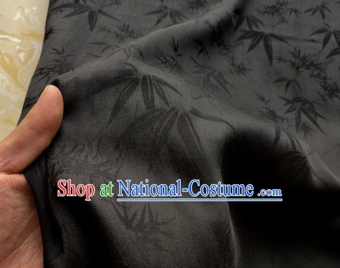 Traditional Chinese Classical Bamboo Pattern Black Gambiered Guangdong Gauze Silk Fabric Ancient Hanfu Dress Silk Cloth