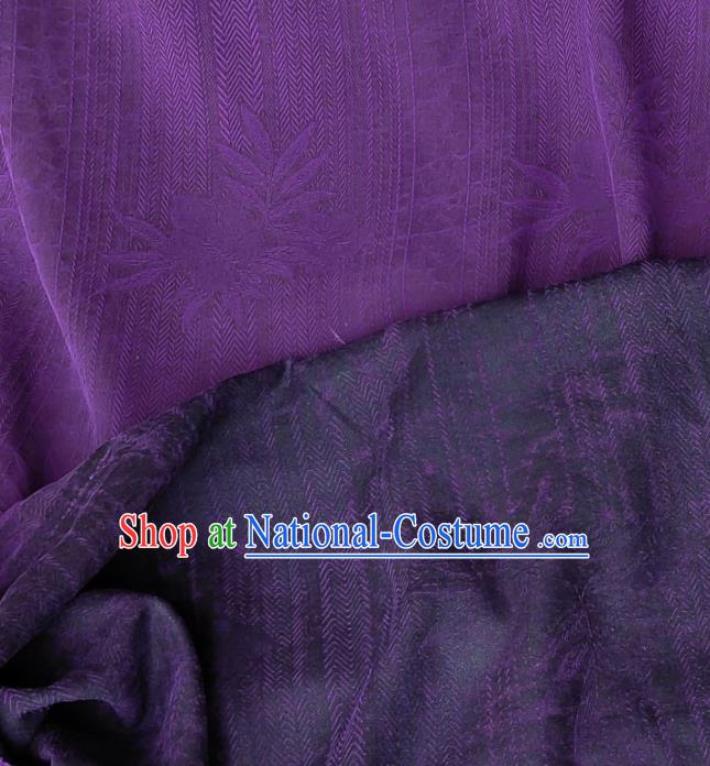 Traditional Chinese Classical Grass Pattern Purple Gambiered Guangdong Gauze Silk Fabric Ancient Hanfu Dress Silk Cloth