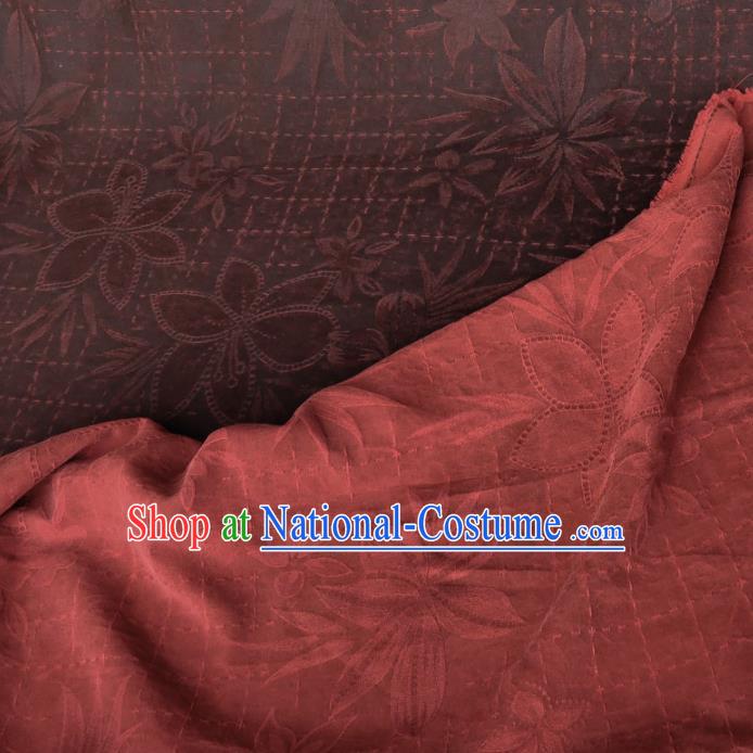 Traditional Chinese Classical Pattern Rust Red Gambiered Guangdong Gauze Silk Fabric Ancient Hanfu Dress Silk Cloth