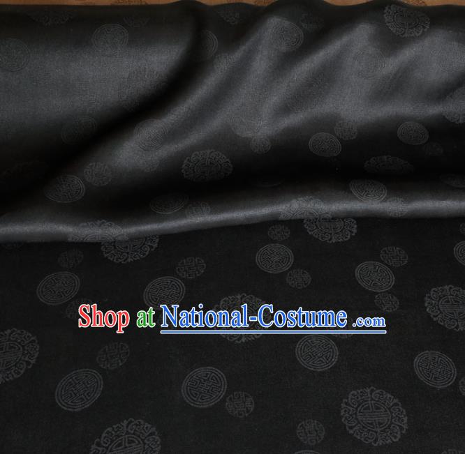 Traditional Chinese Classical Pattern Black Gambiered Guangdong Gauze Silk Fabric Ancient Hanfu Dress Silk Cloth