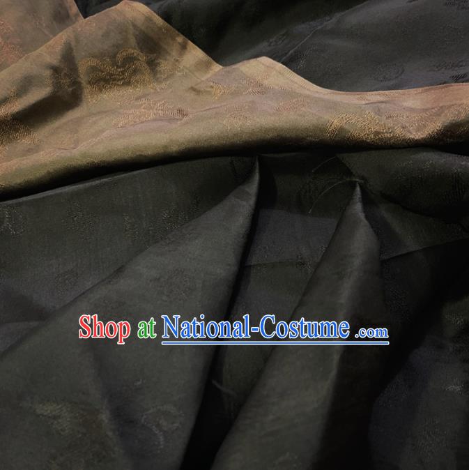 Chinese Classical Pattern Black Silk Fabric Traditional Ancient Hanfu Dress Brocade Cloth