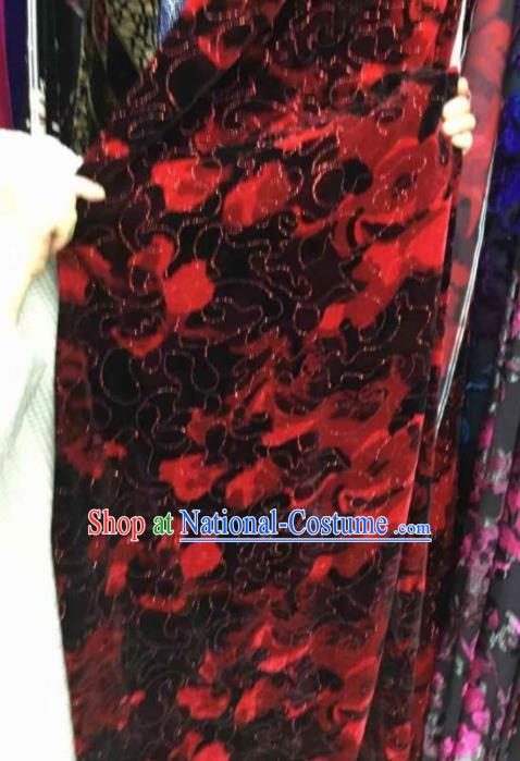 Traditional Chinese Classical Pattern Black Pleuche Fabric Ancient Cheongsam Dress Velvet Cloth