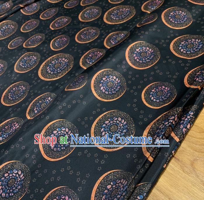 Chinese Classical Pattern Navy Silk Fabric Traditional Ancient Hanfu Dress Brocade Cloth