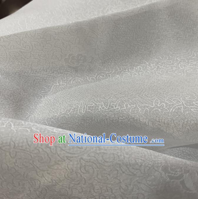 Chinese Classical Pattern White Silk Fabric Traditional Ancient Hanfu Dress Brocade Cloth