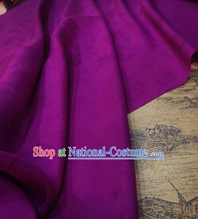 Chinese Classical Pattern Purple Silk Fabric Traditional Ancient Hanfu Dress Brocade Cloth