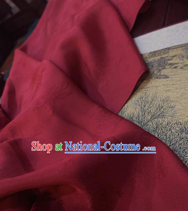 Chinese Classical Pattern Dark Red Silk Fabric Traditional Ancient Hanfu Dress Brocade Cloth