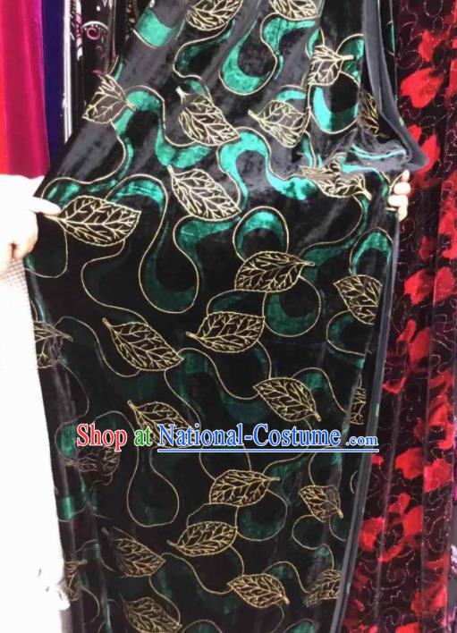 Traditional Chinese Classical Green Pattern Pleuche Fabric Ancient Cheongsam Dress Velvet Cloth