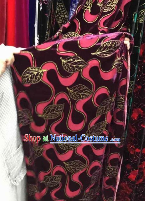 Traditional Chinese Classical Rosy Pattern Pleuche Fabric Ancient Cheongsam Dress Velvet Cloth