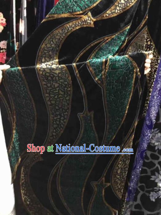 Traditional Chinese Classical Green Pattern Pleuche Fabric Ancient Cheongsam Dress Velvet Cloth