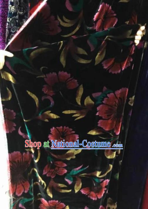 Traditional Chinese Classical Flowers Pattern Pleuche Fabric Ancient Cheongsam Dress Velvet Cloth