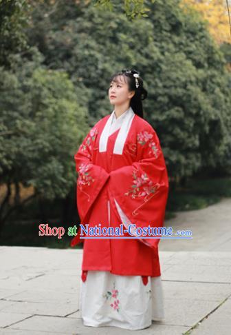 Traditional Chinese Ming Dynasty Palace Lady Replica Costumes Ancient Court Princess Red Hanfu Dress for Women